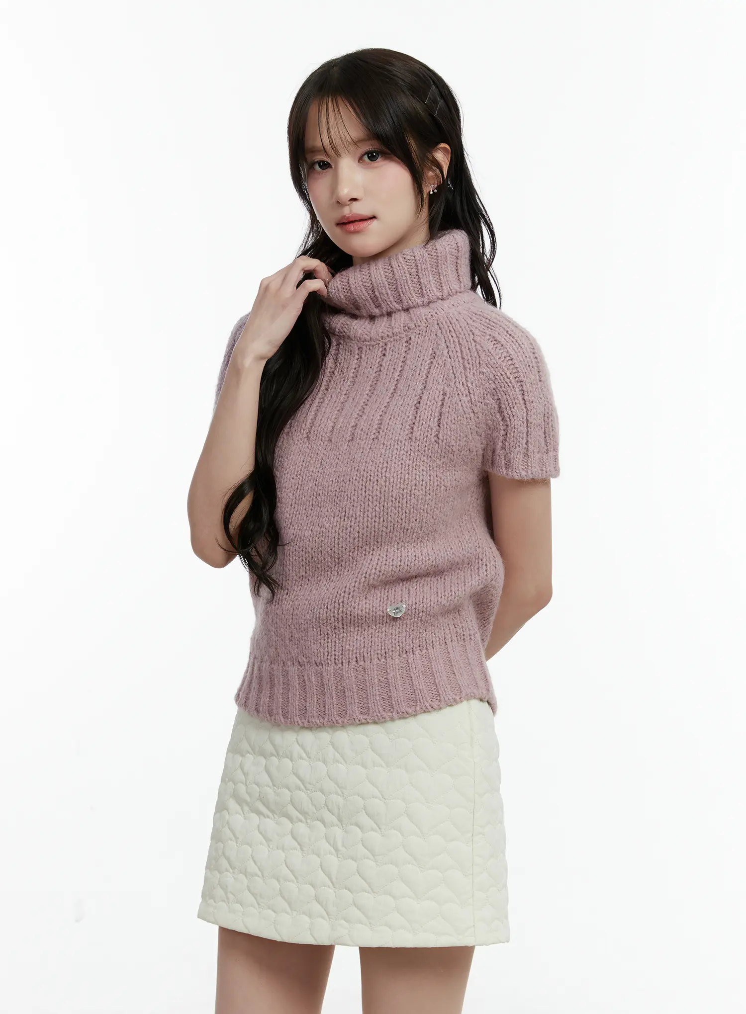 Short Sleeve Turtleneck Knit Top CD523 - Image 5