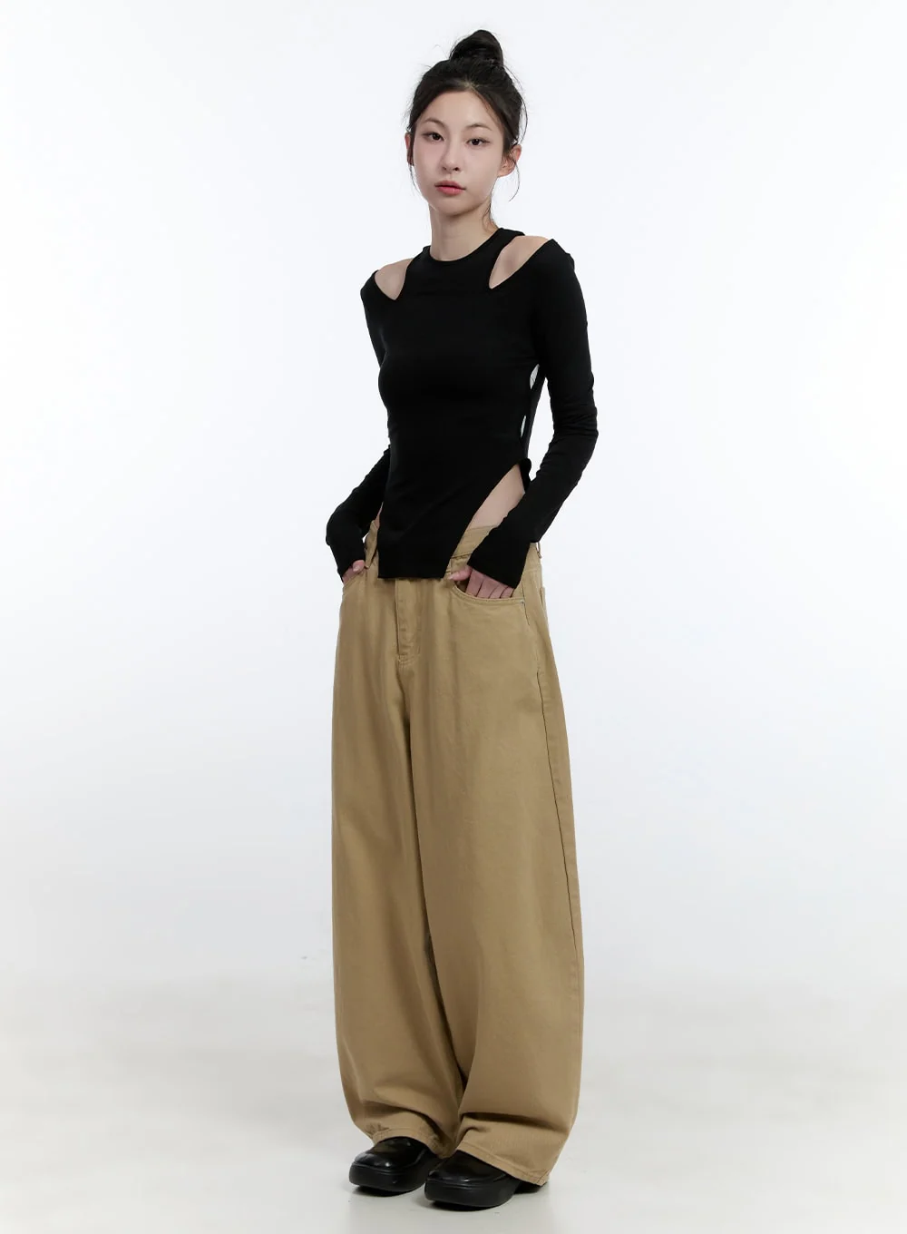 Shoulder Cut-Out Crop Top CJ521 - Image 2