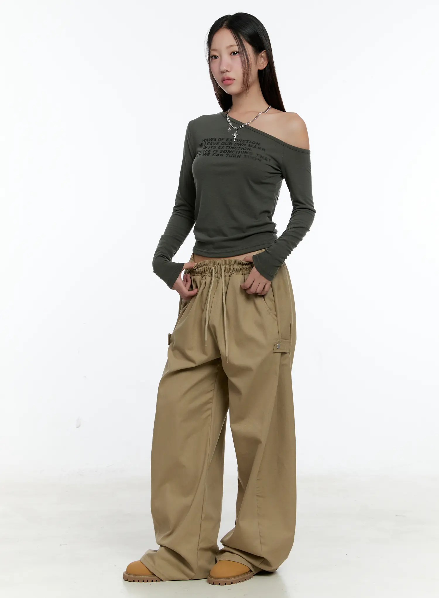 Side Button Wide Leg Pants CS517 - Image 5