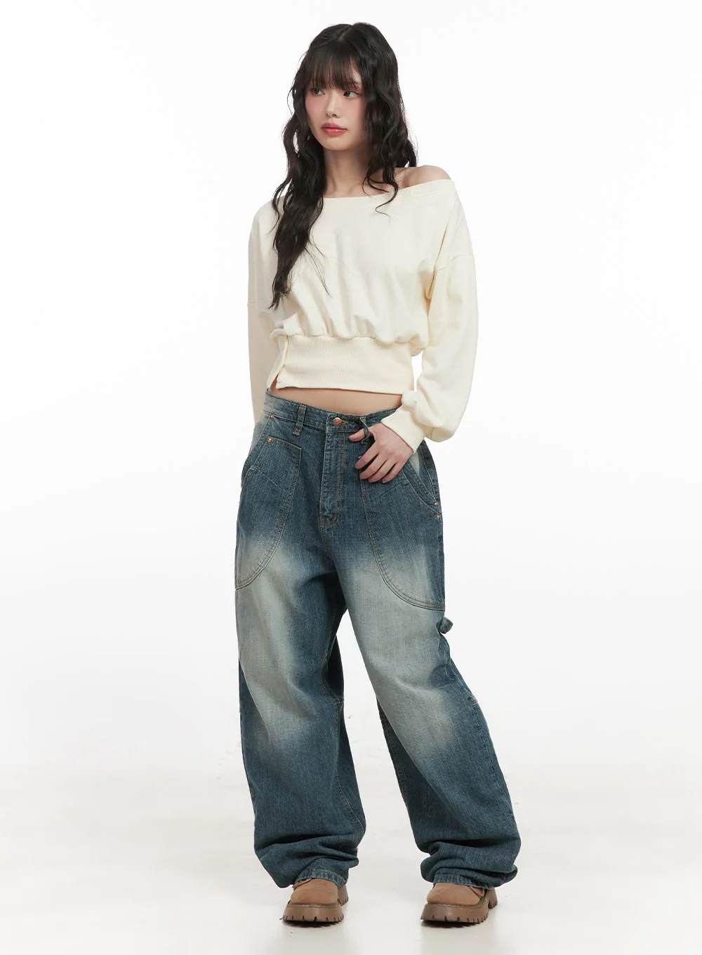 Side-Buttoned Crop Sweater CJ524 - Image 2