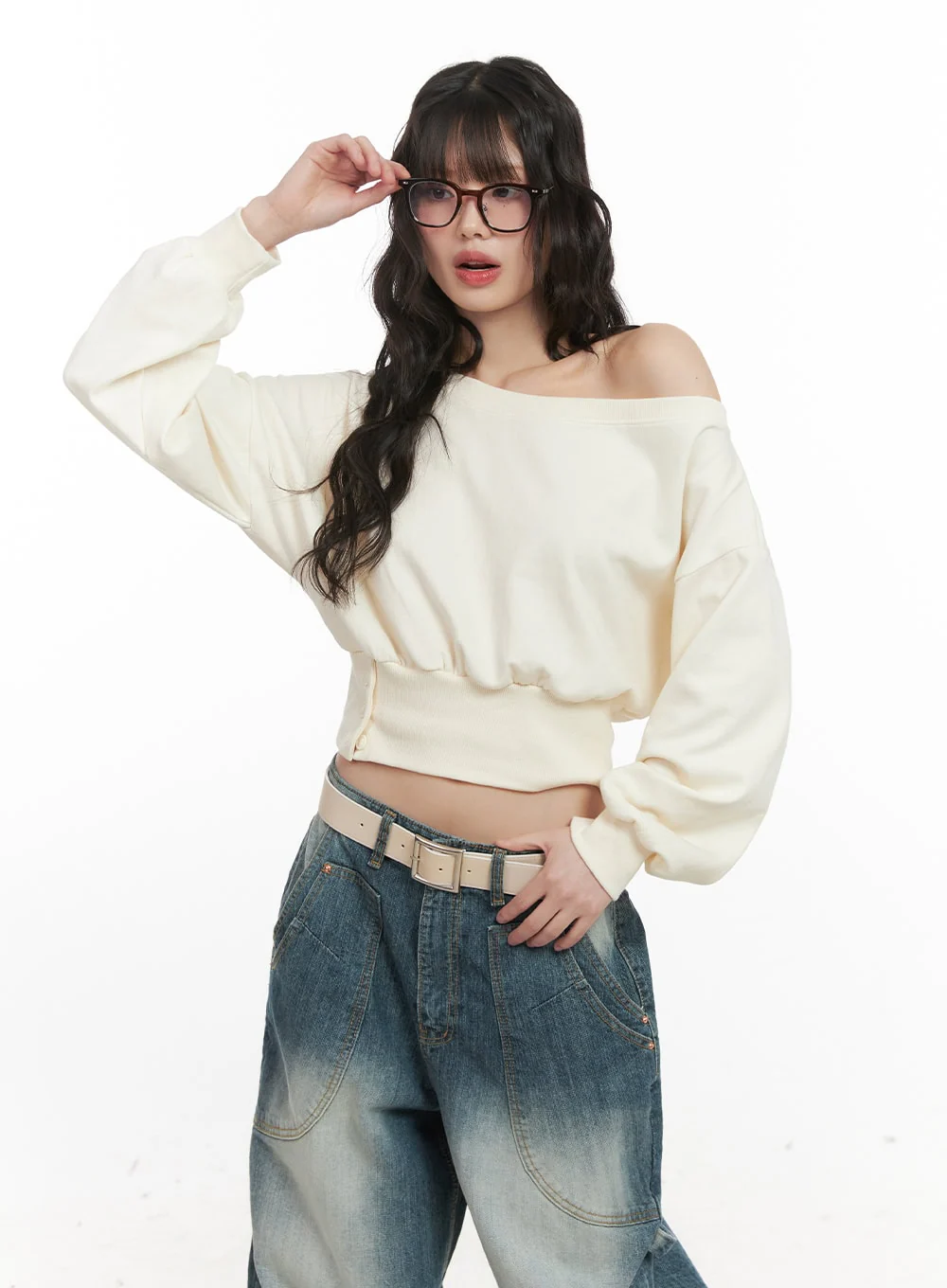 Side-Buttoned Crop Sweater CJ524 - Image 9