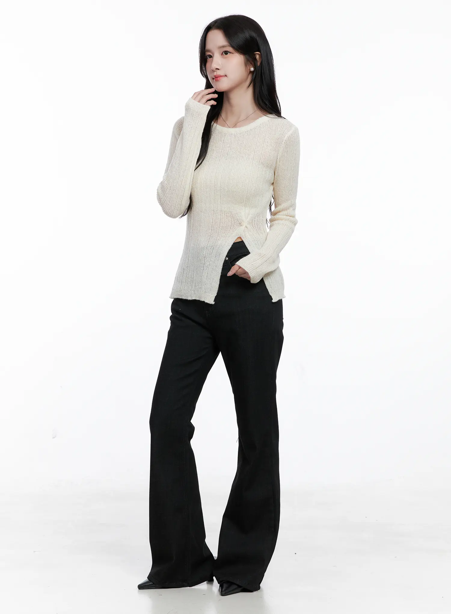 Side Cut Slim Long Sleeve top CS523 - Image 5