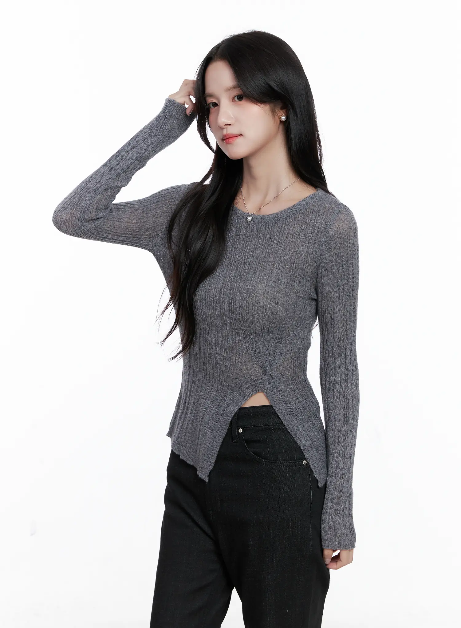 Side Cut Slim Long Sleeve top CS523 - Image 7