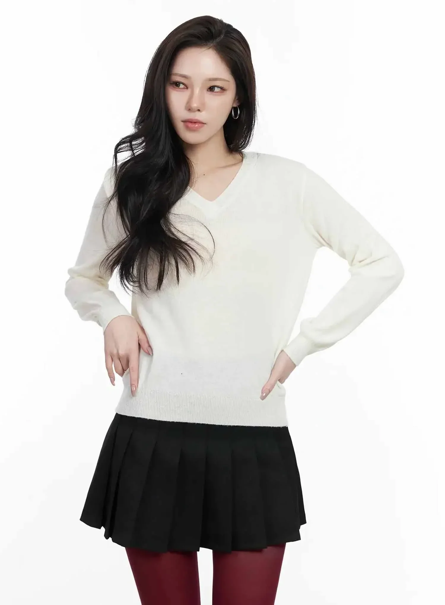 Simple Cashmere V-Neck Knit IJ528 - Image 12