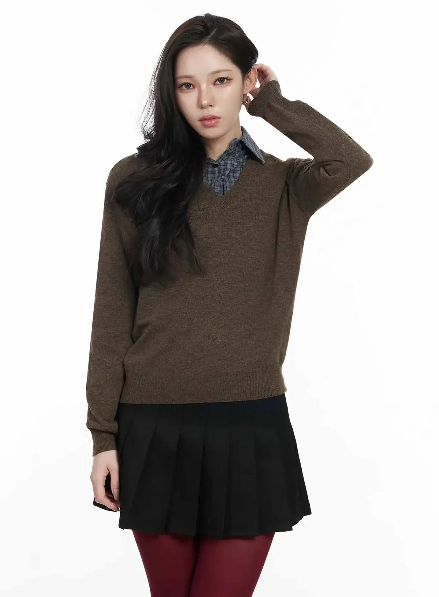 Simple Cashmere V-Neck Knit IJ528 - Image 13