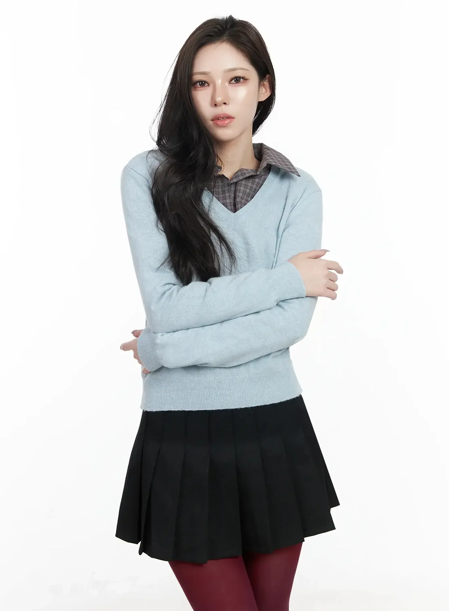 Simple Cashmere V-Neck Knit IJ528 - Image 3