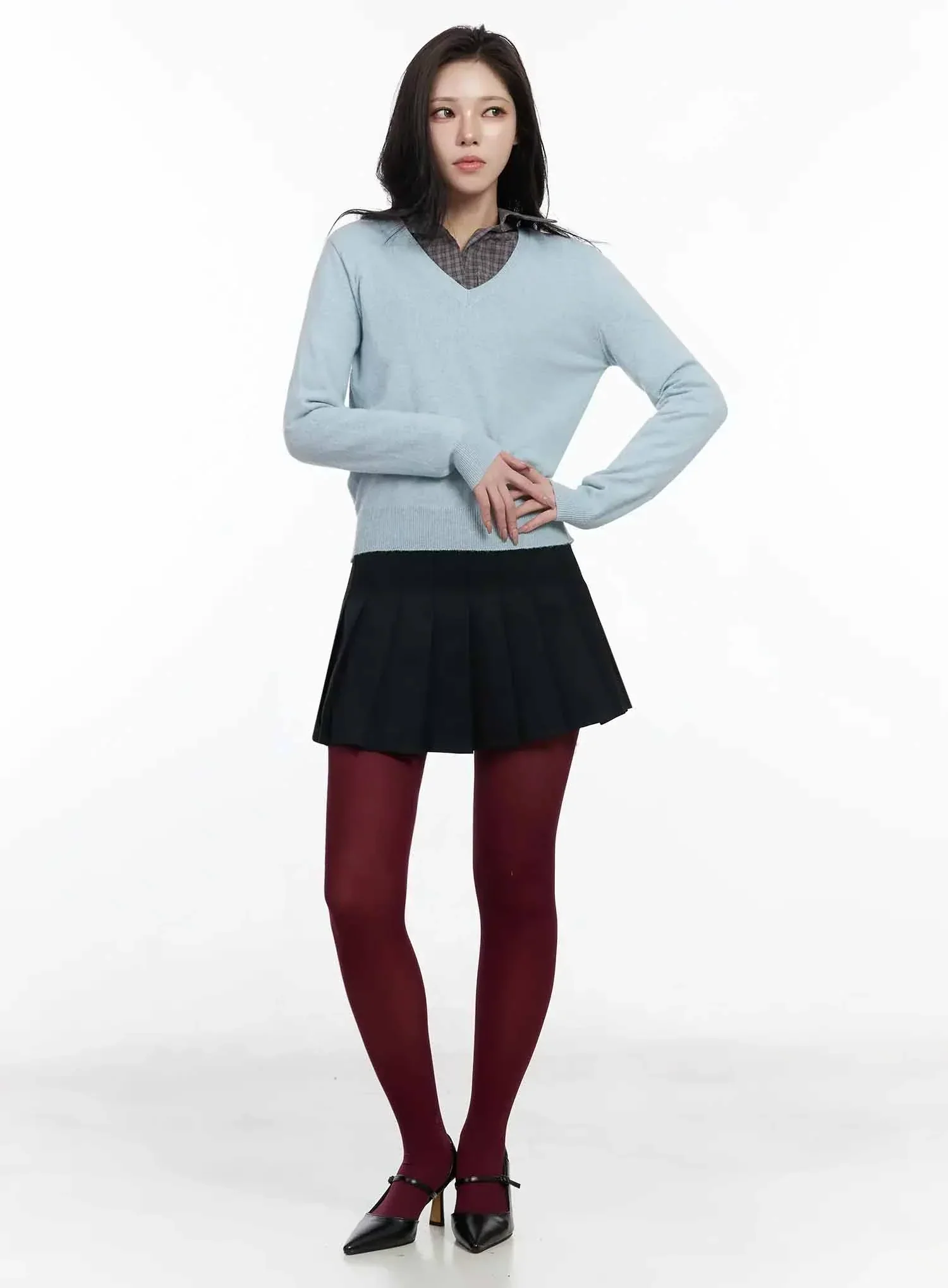 Simple Cashmere V-Neck Knit IJ528 - Image 6