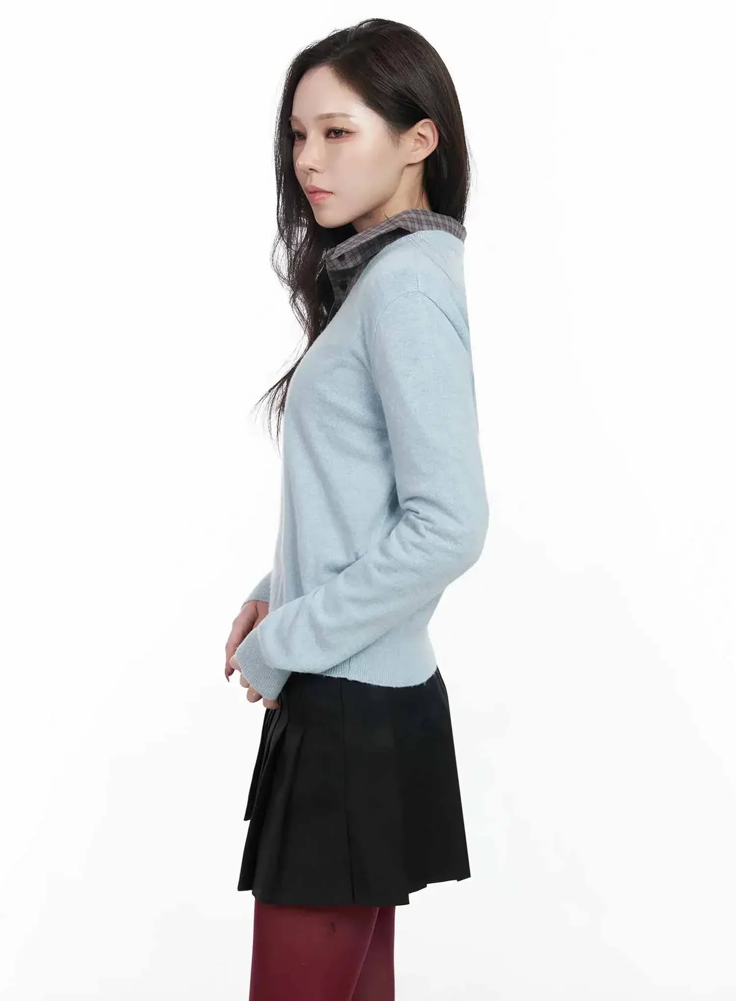 Simple Cashmere V-Neck Knit IJ528 - Image 8