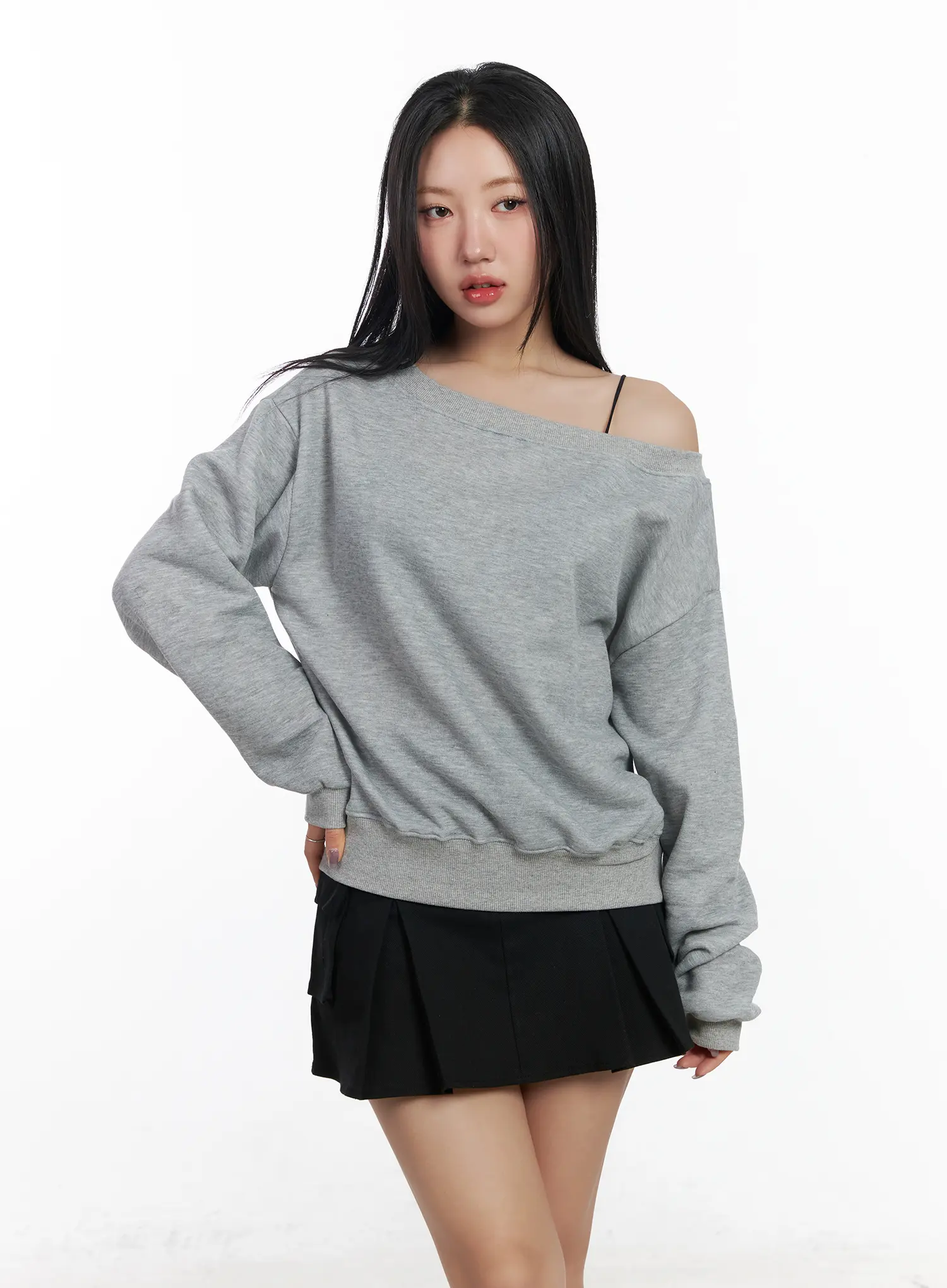 Simple Off-Shoulder Sweatshirt CF503 - Image 2