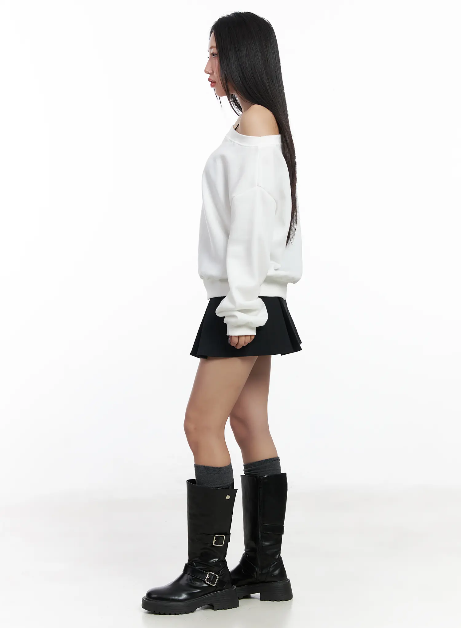 Simple Off-Shoulder Sweatshirt CF503 - Image 4