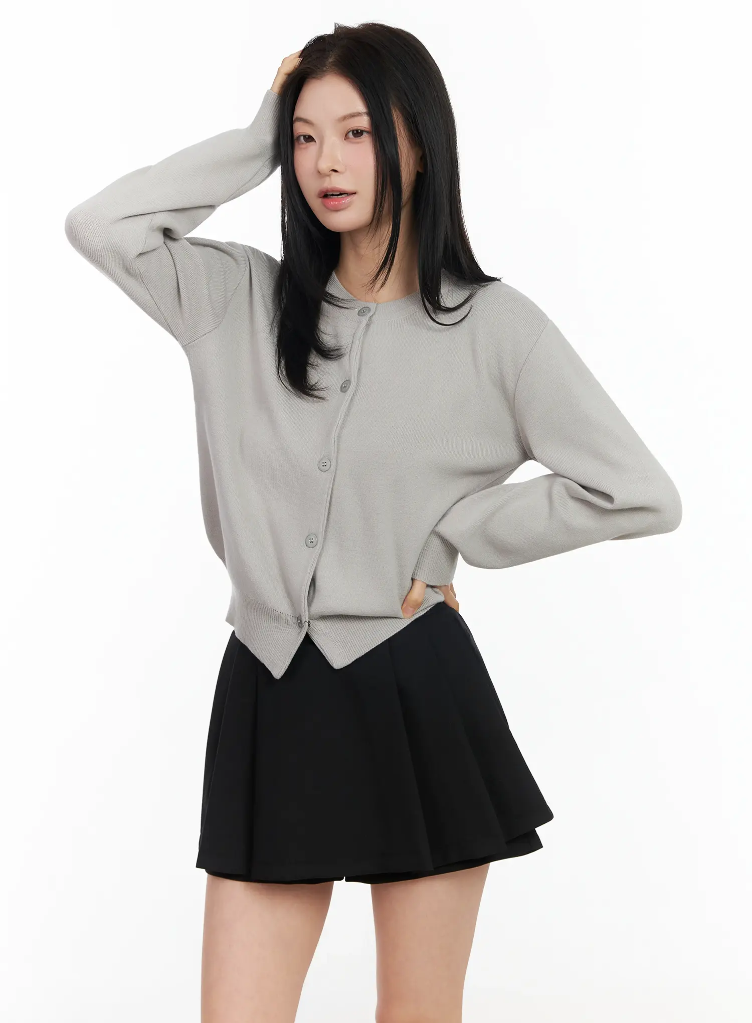 Simple Round Neck Cardigan IM524 - Image 12