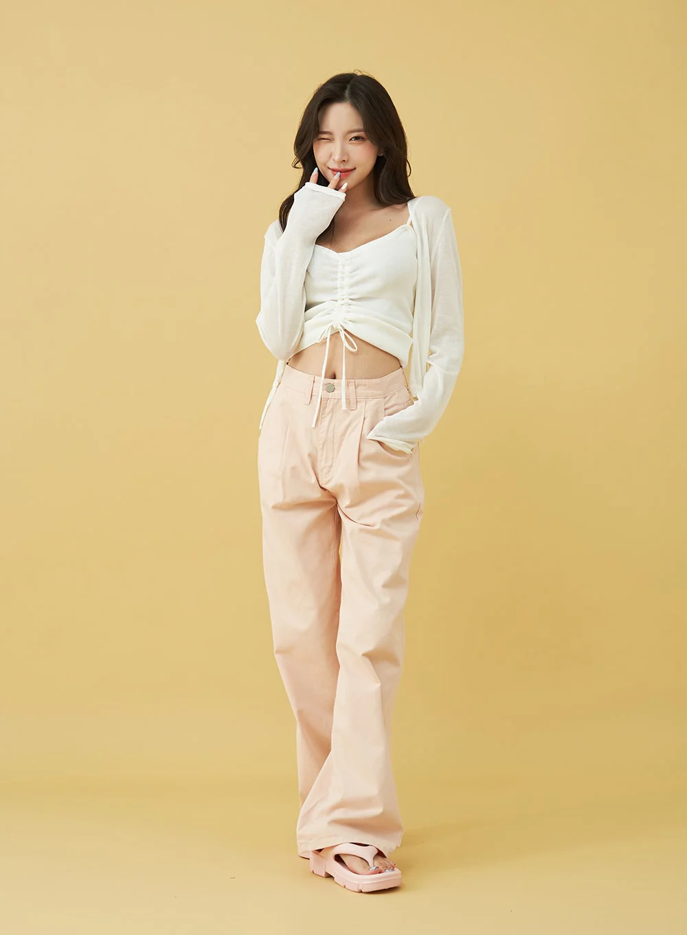 SIngle Pin-tuck Wide Cotton Pants BU13 - Image 7