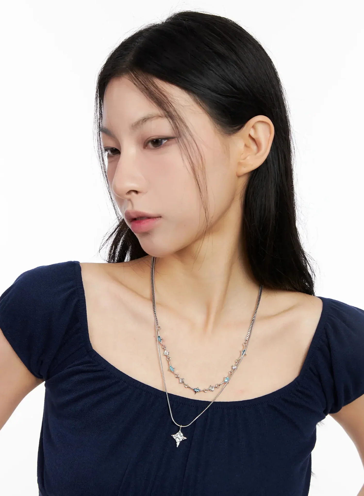 Sky Beaded Layered Necklace IG512 - Image 5