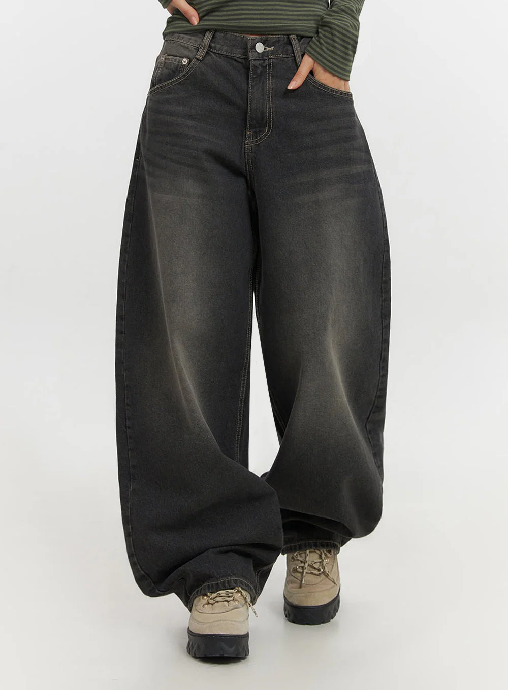 Skyla Washed Wide-Leg Baggy Jeans IF511 - Image 2