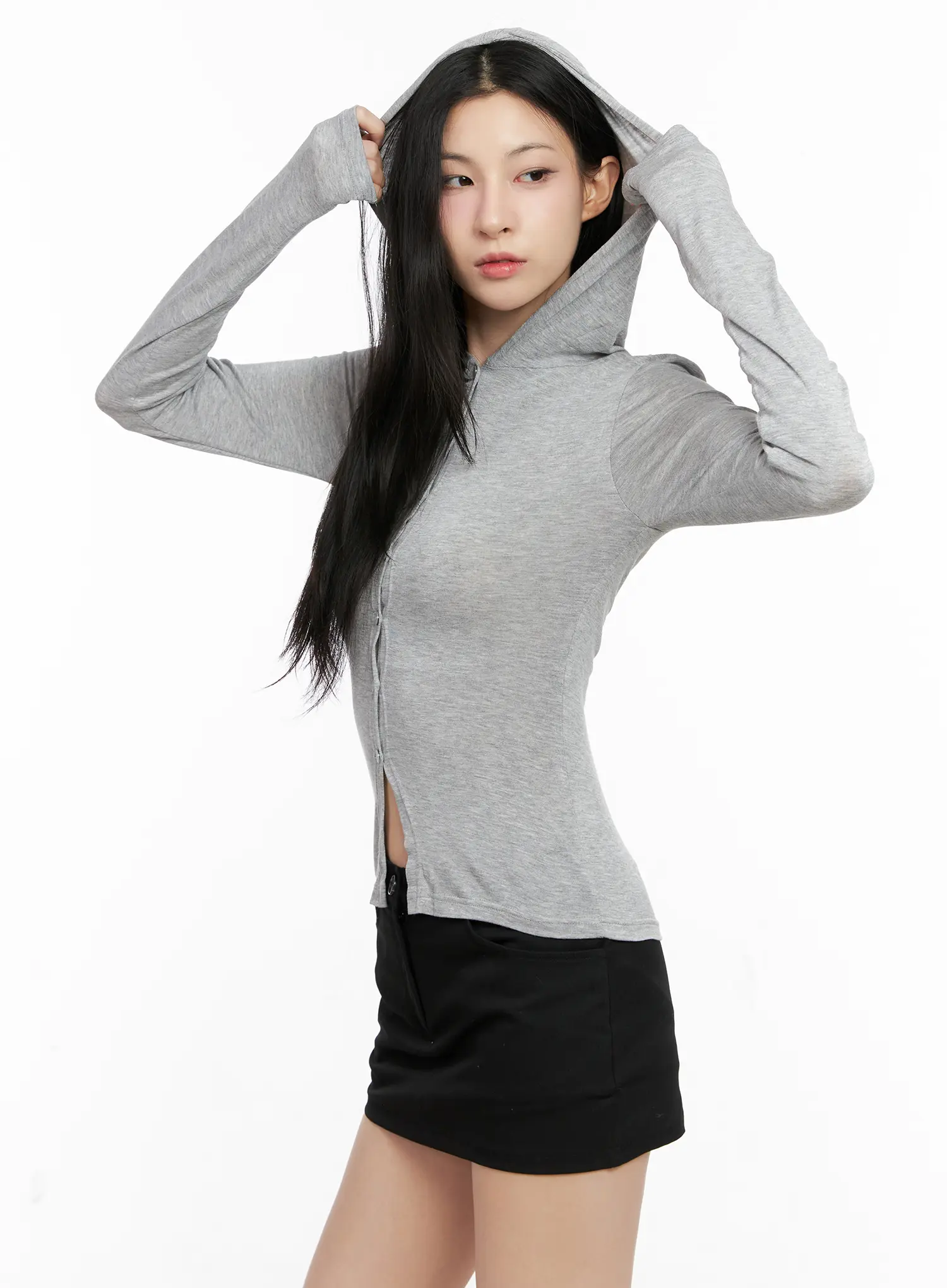 Slim Fit Button Up Hoodie CG526