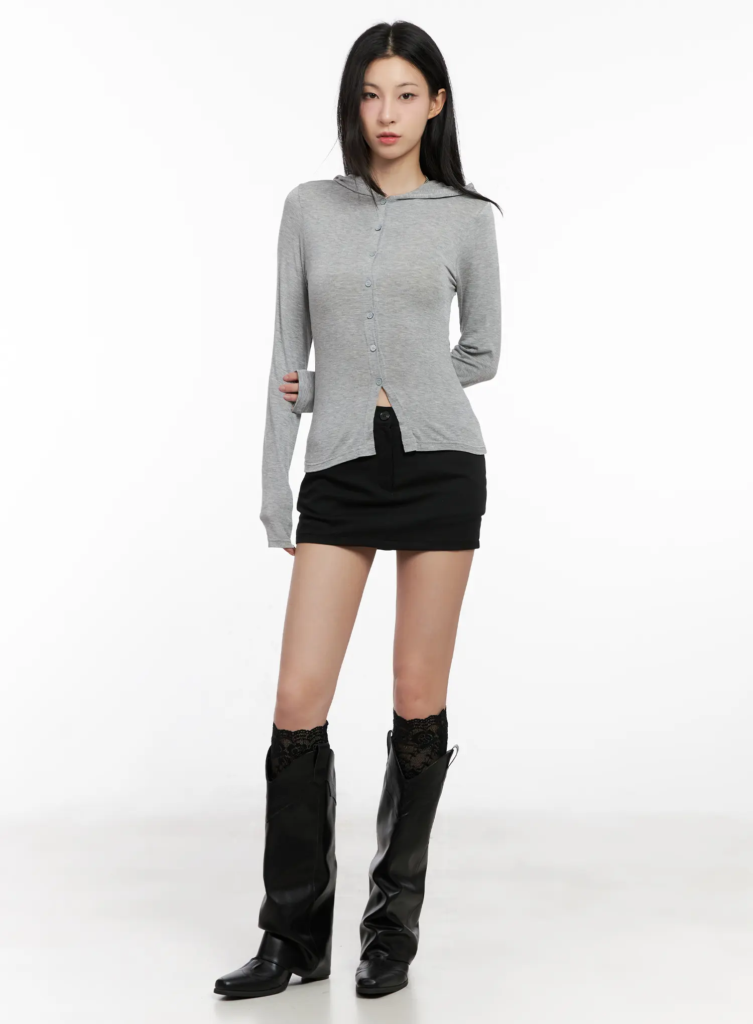 Slim Fit Button Up Hoodie CG526 - Image 2