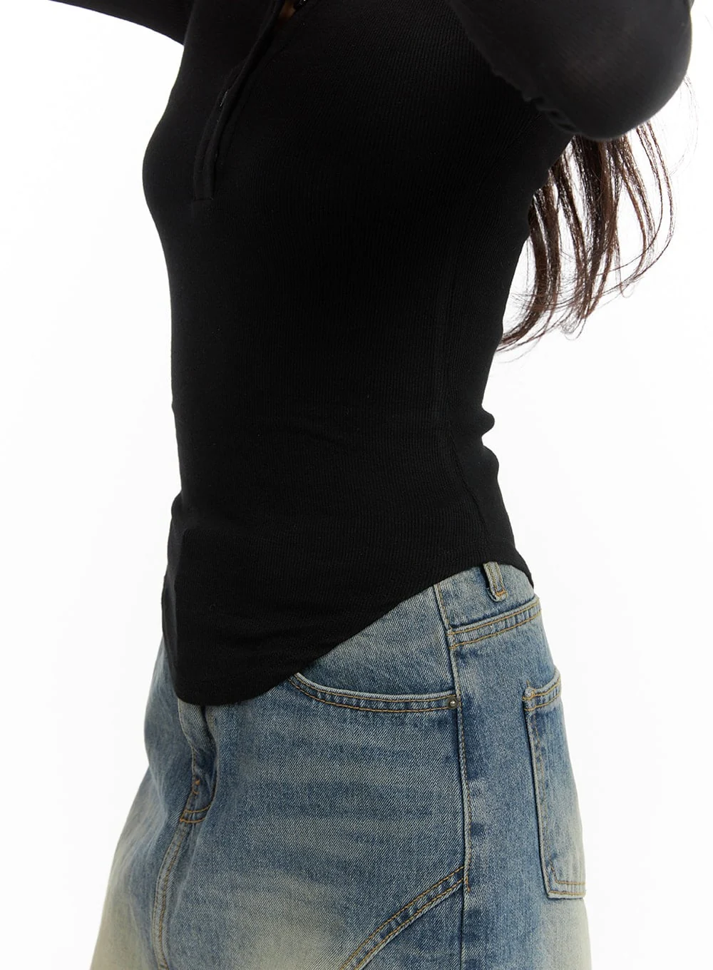 Slim Fit Buttoned Long Sleeve Top CA403 - Image 5