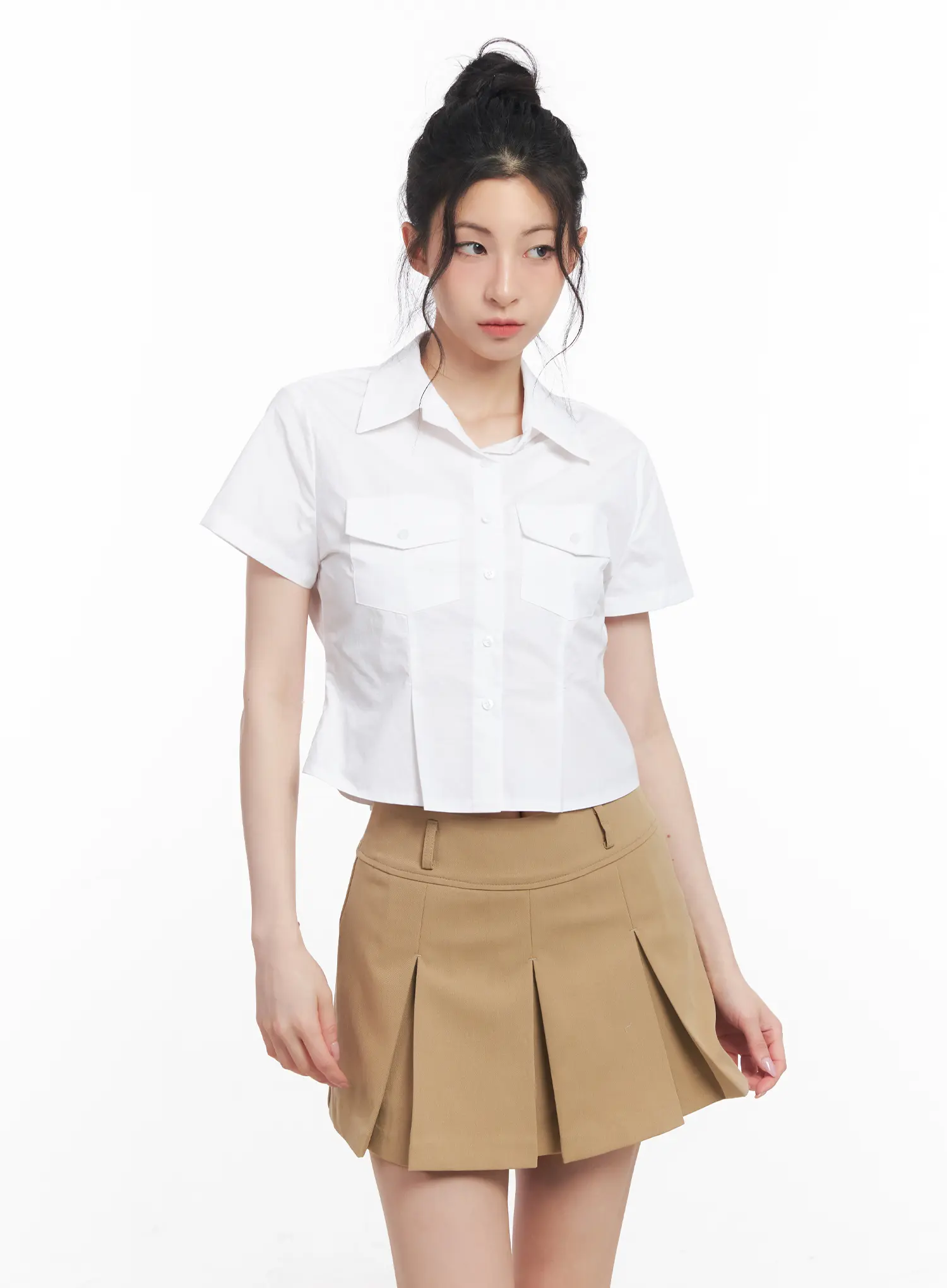 Slim-Fit Cropped Button-Up Shirt CU511 - Image 9