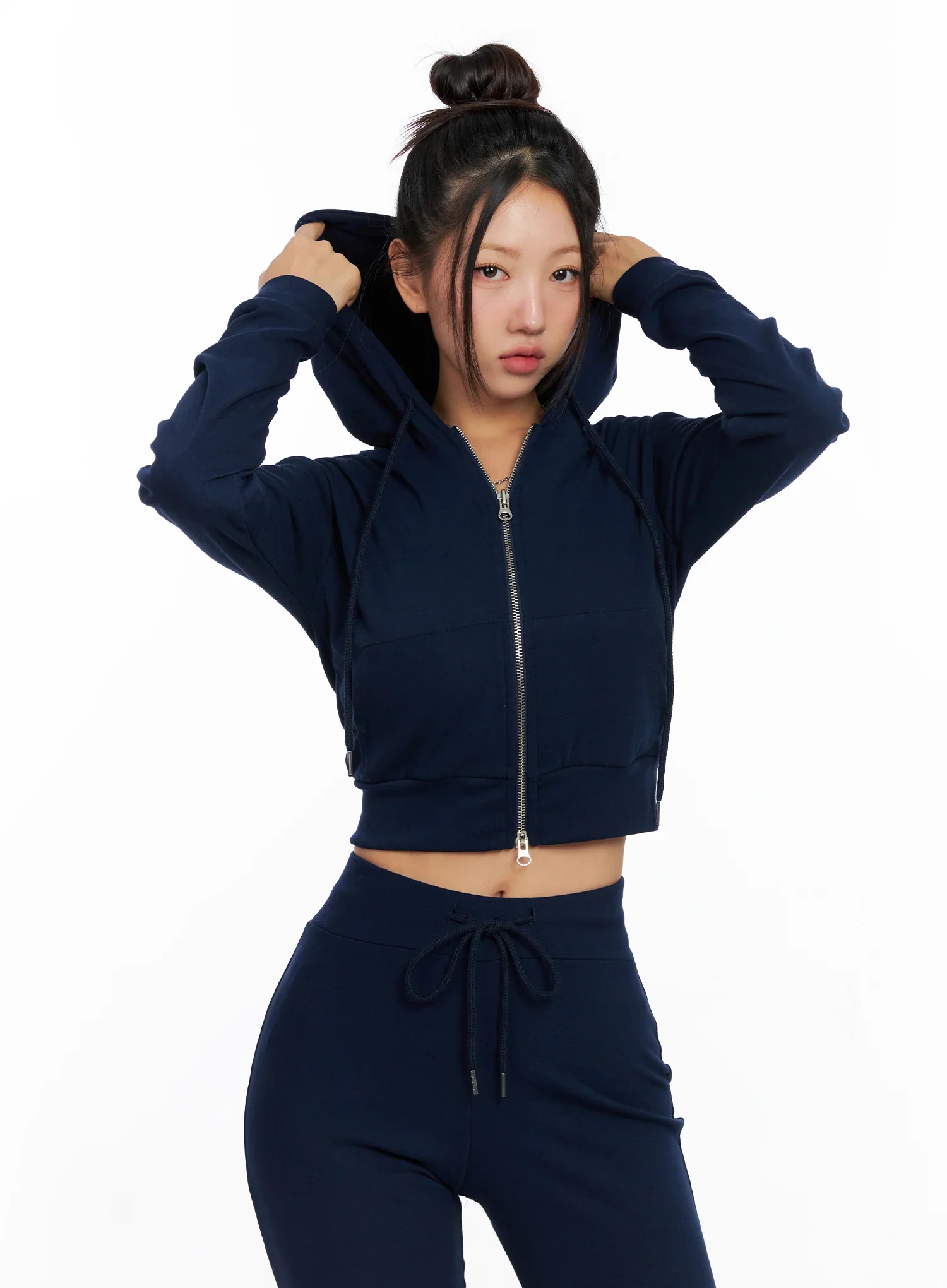 Slim Fit Cropped Zip-Up Hoodie CO515 - Image 5