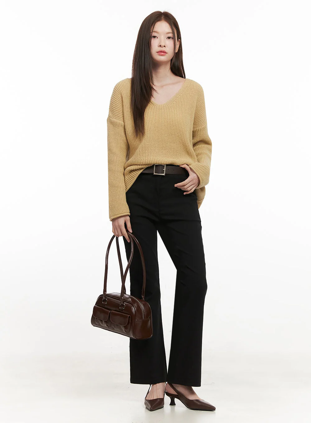 Slim-Fit Flared Slacks IF505 - Image 2