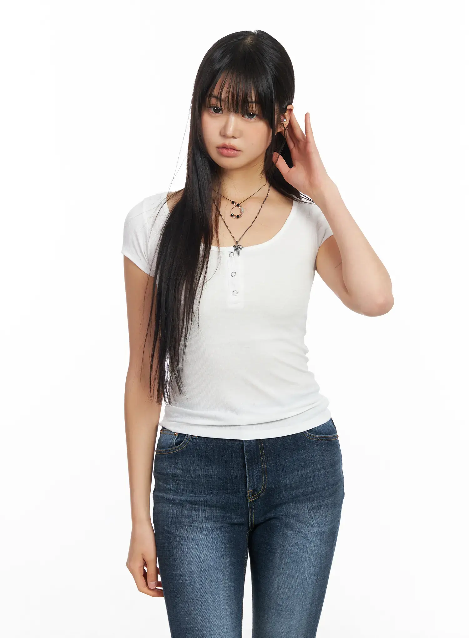 Slim-Fit Ribbed Button Tee CF506 - Image 6