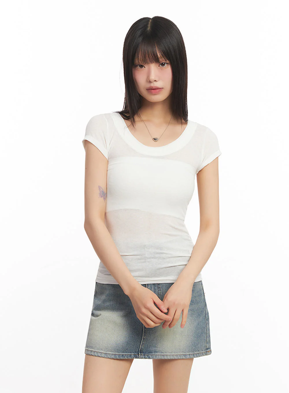 Slim-Fit Slightly Sheer Top IA528 - Image 15