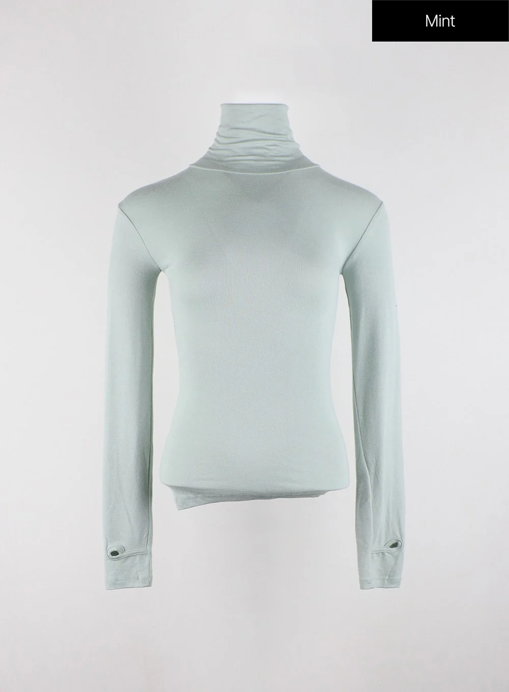 Slim Fit Turtleneck Top with Thumb Hole Sleeve OD327 - Image 7