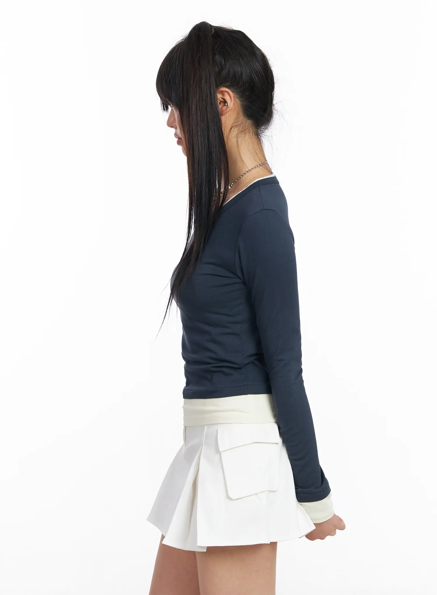 Slim-Fit Two-Tone Long Sleeve Top CF506 - Image 5