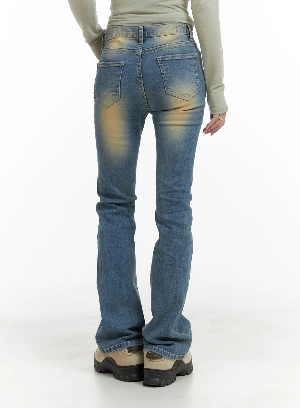 Slim Fit Washed Bootcut Jeans CA402 - Image 7