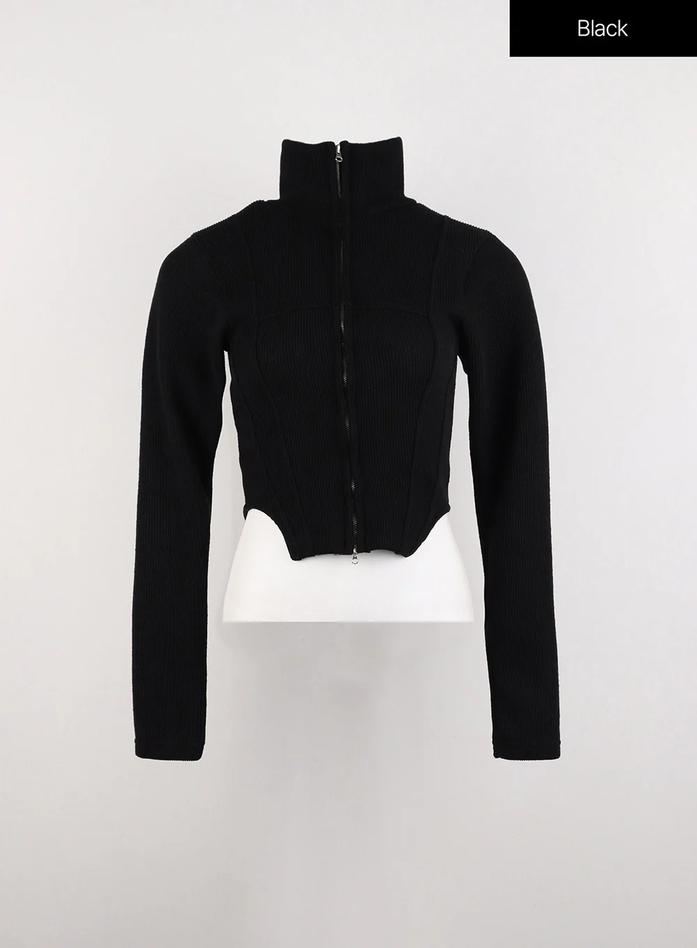Slim Fit Zip Up Knit Top ID306 - Image 8