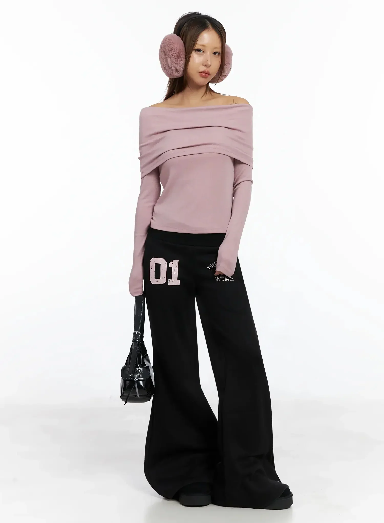 Slim Off-Shoulder Long Sleeve Tee IN528 - Image 2