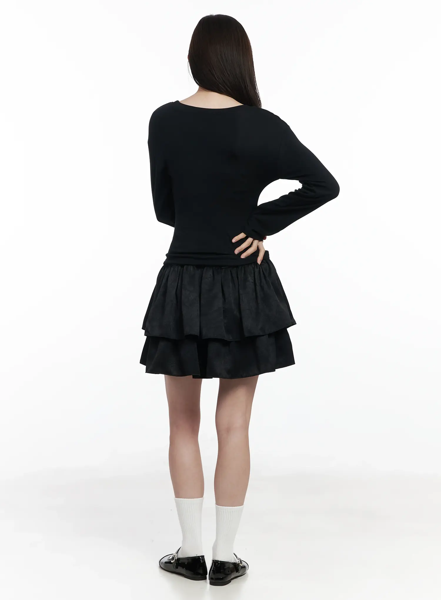 Slim Round Neck Long Sleeve Top IF520 - Image 11