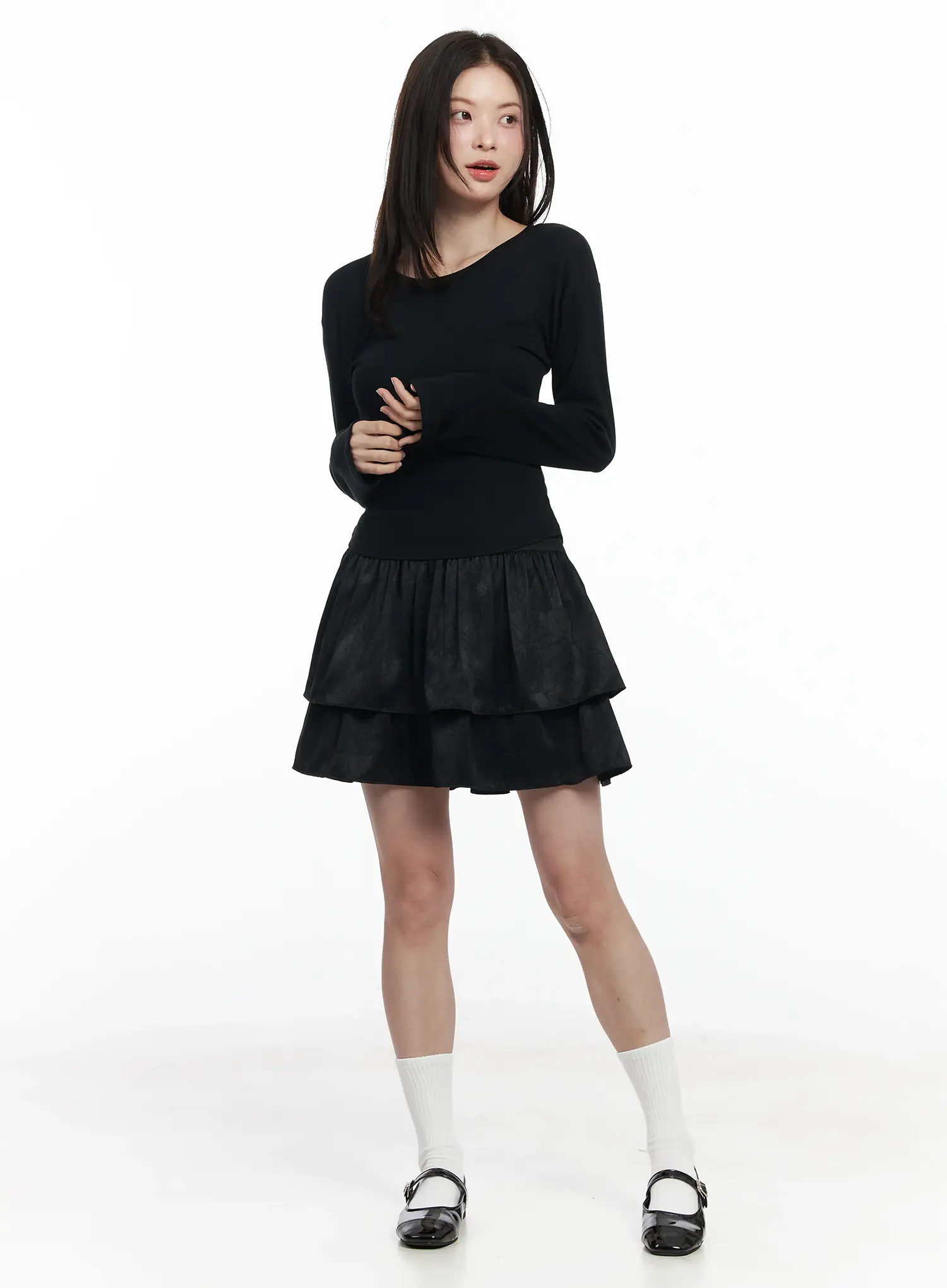 Slim Round Neck Long Sleeve Top IF520 - Image 9