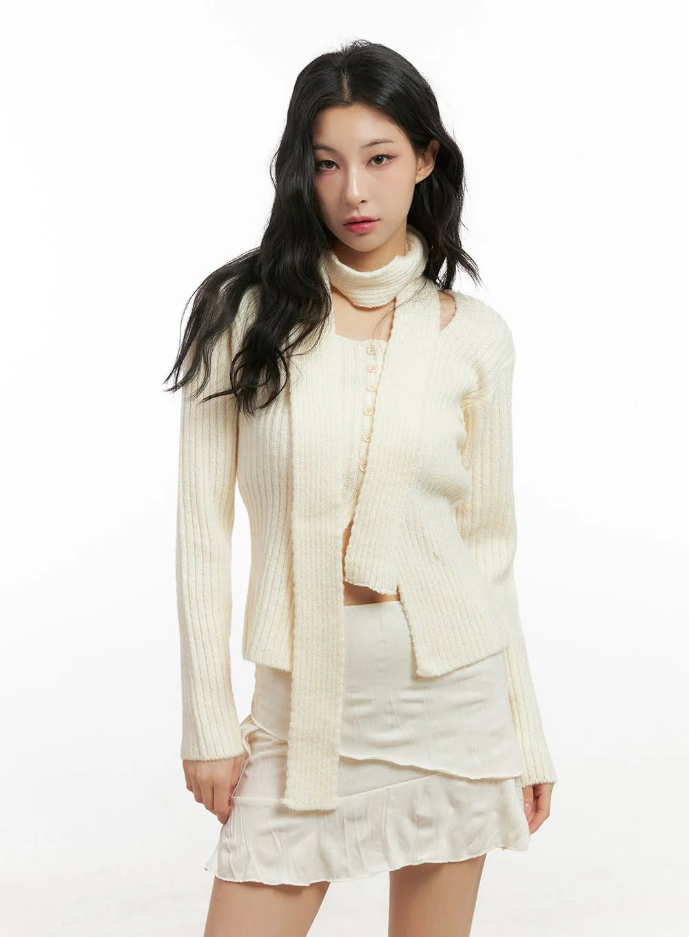 Slit Detail Ribbed Knit Sweater CN413 - Image 9