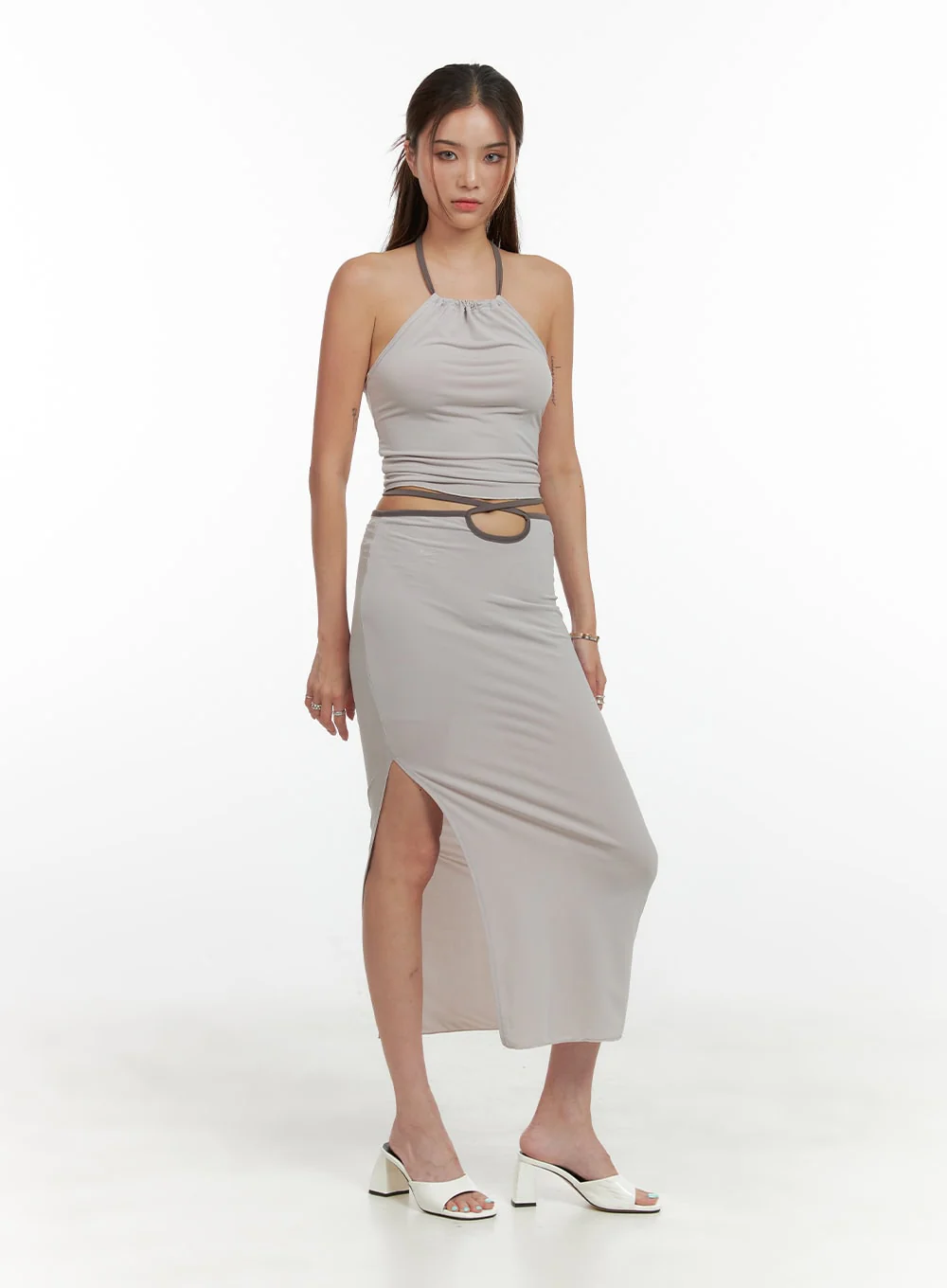 Slit Out Solid Midi Skirt CL405 - Image 2