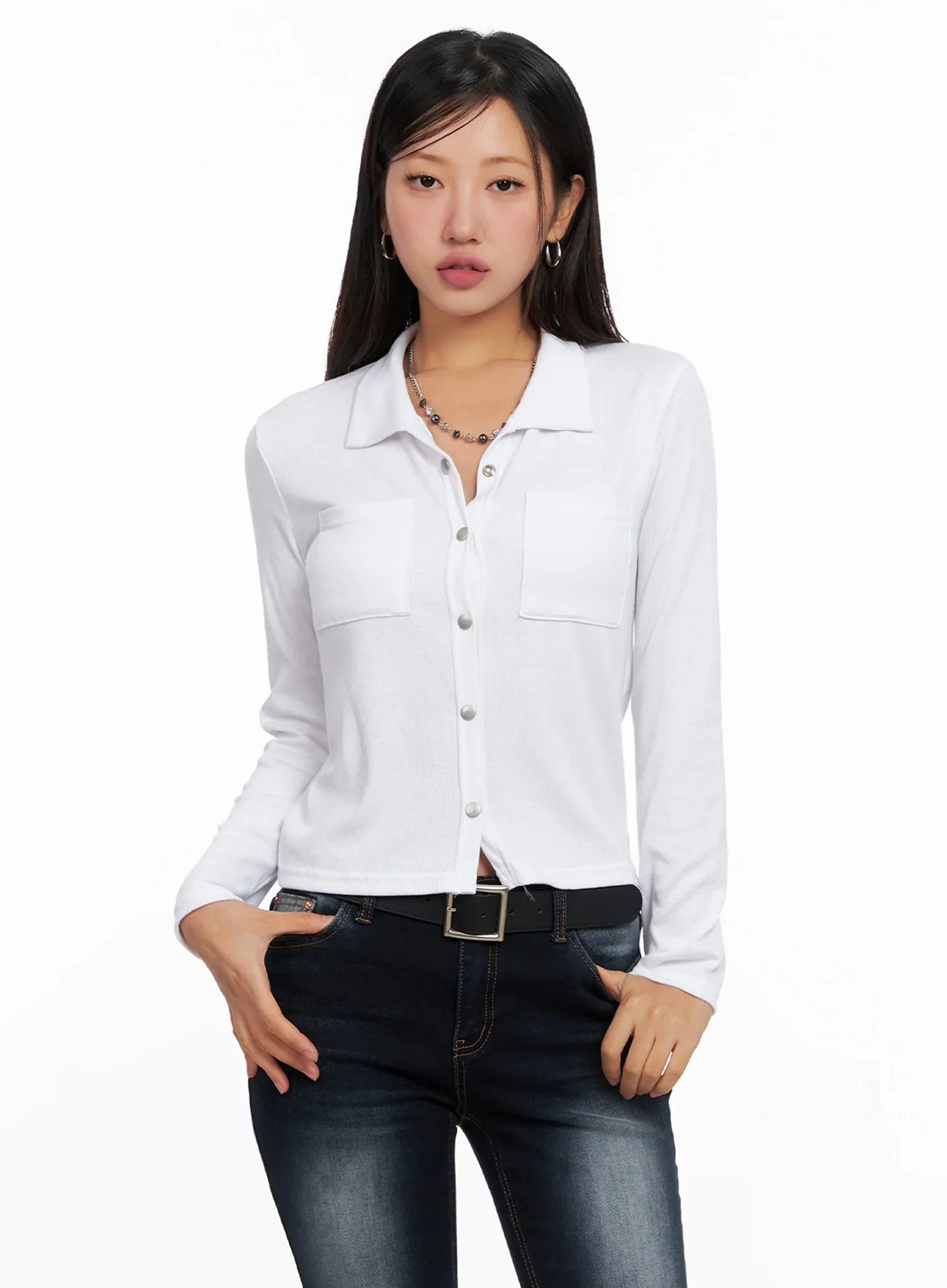 Snap Front Collared Long Sleeve IG528 - Image 10
