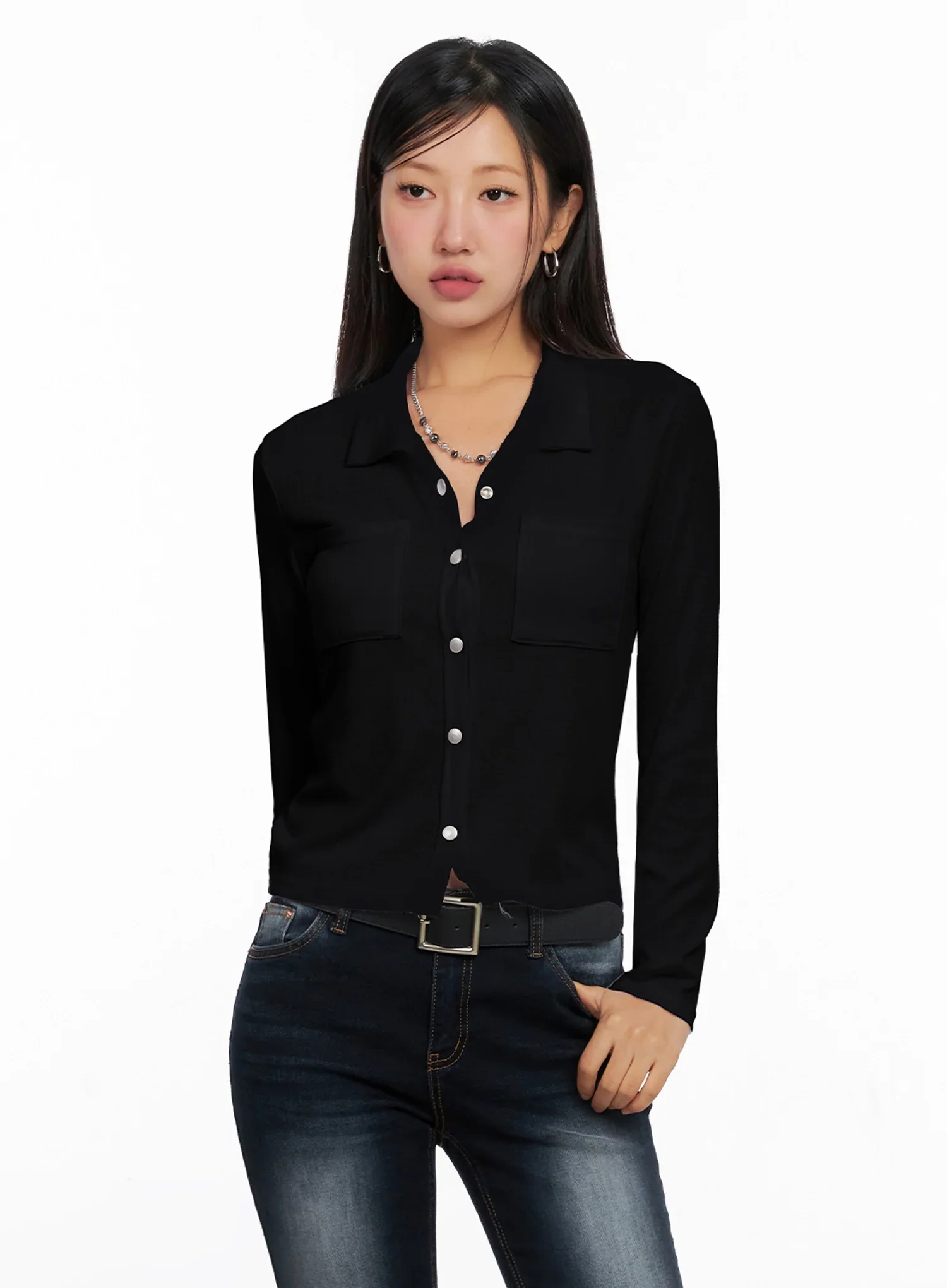 Snap Front Collared Long Sleeve IG528 - Image 11