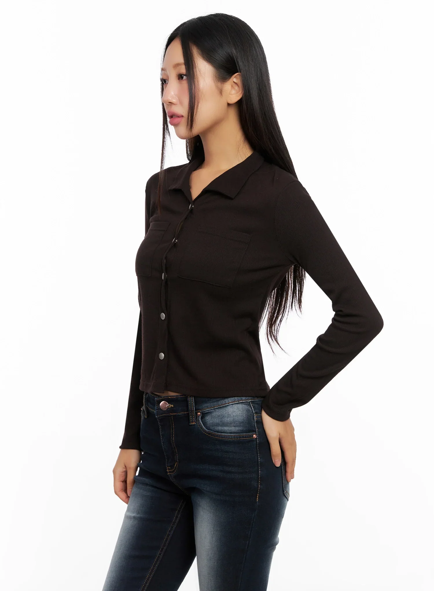 Snap Front Collared Long Sleeve IG528 - Image 6