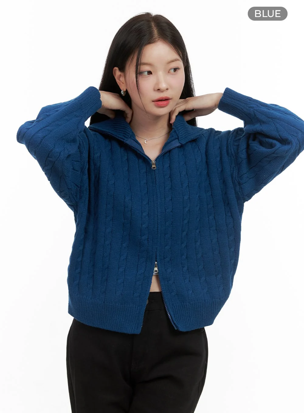 SnugFit Cable Zip-Up Sweater OS411 - Image 11