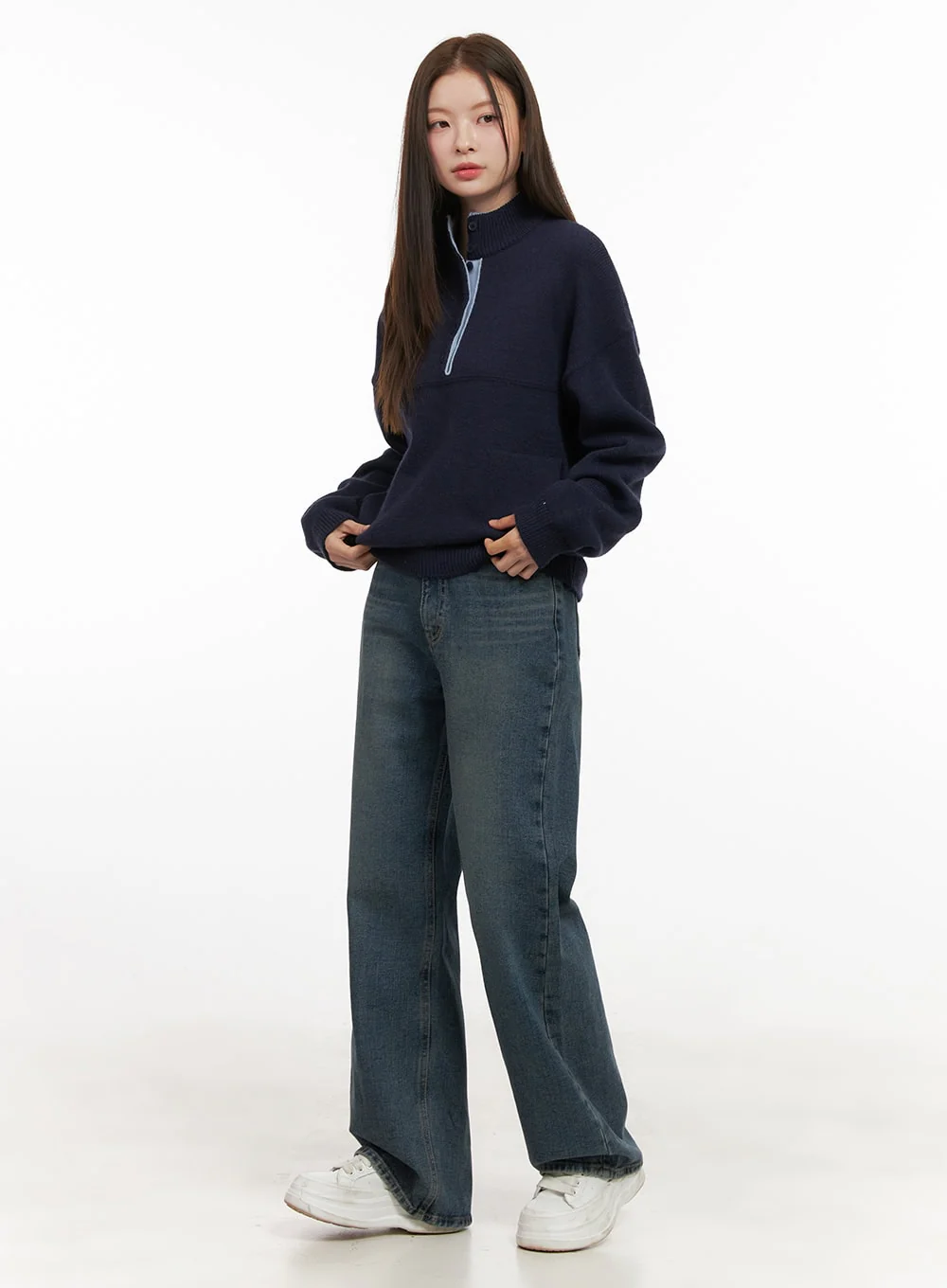 Soft Half Button Sweater OD412 - Image 2