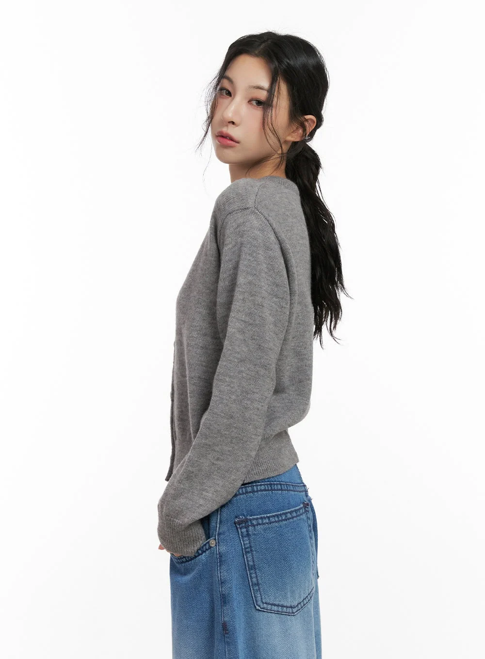 Soft Knit Solid Cardigan CN416 - Image 3