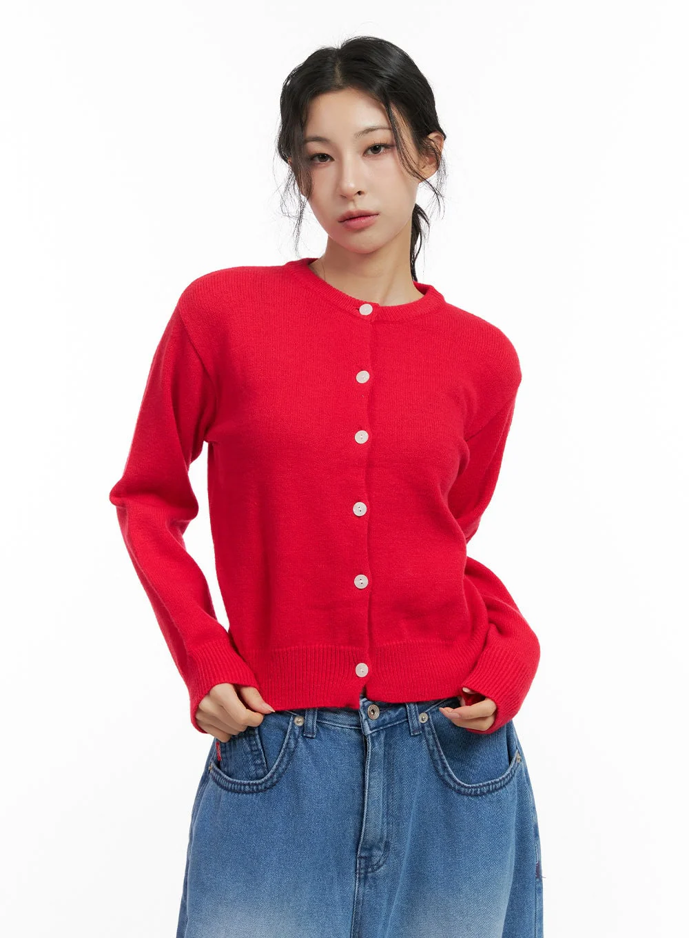 Soft Knit Solid Cardigan CN416 - Image 9