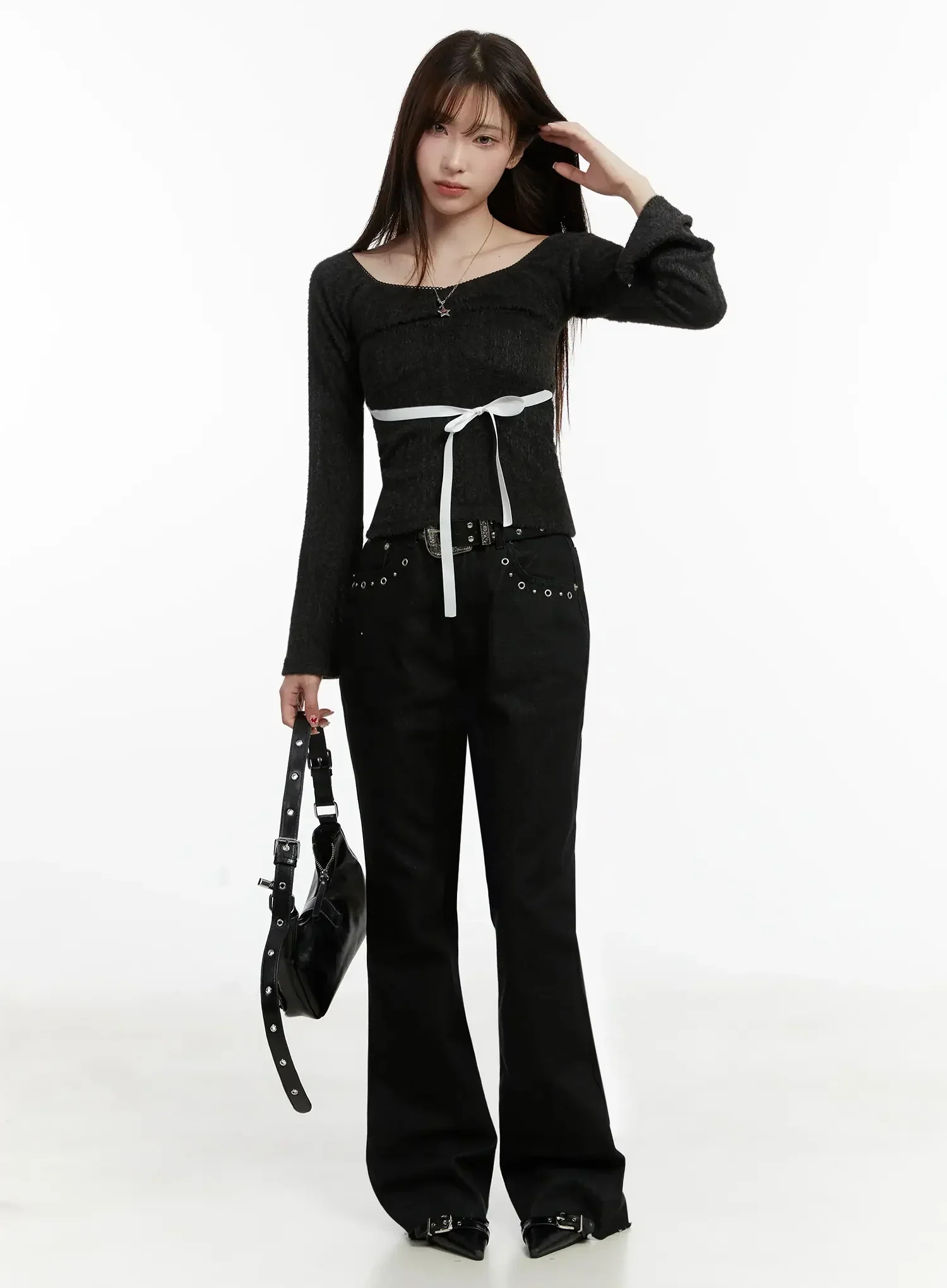 Soft Off-Shoulder Ribbon Top ID525 - Image 17