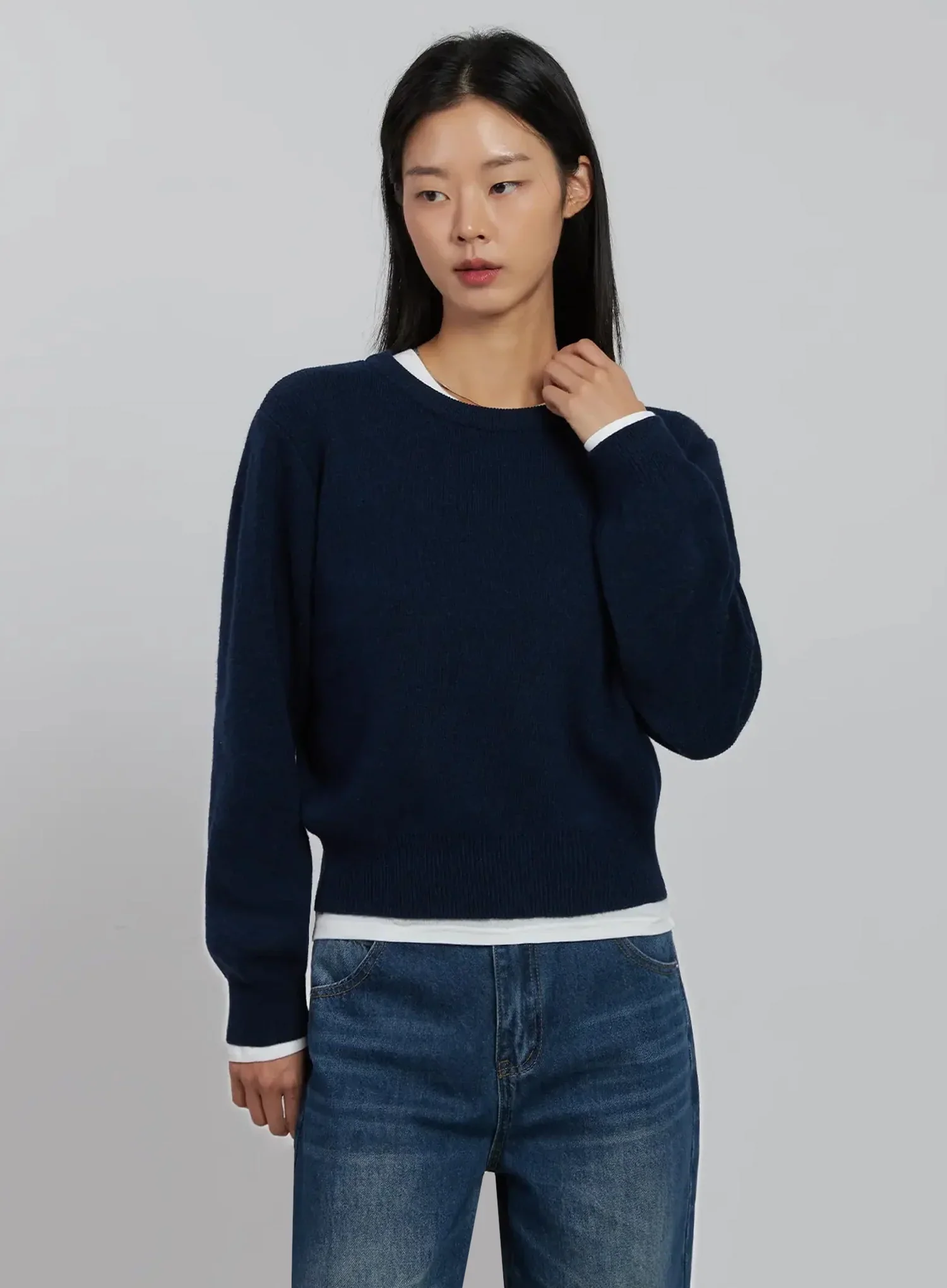 Soft Round Neck Knit Top IJ508 - Image 2
