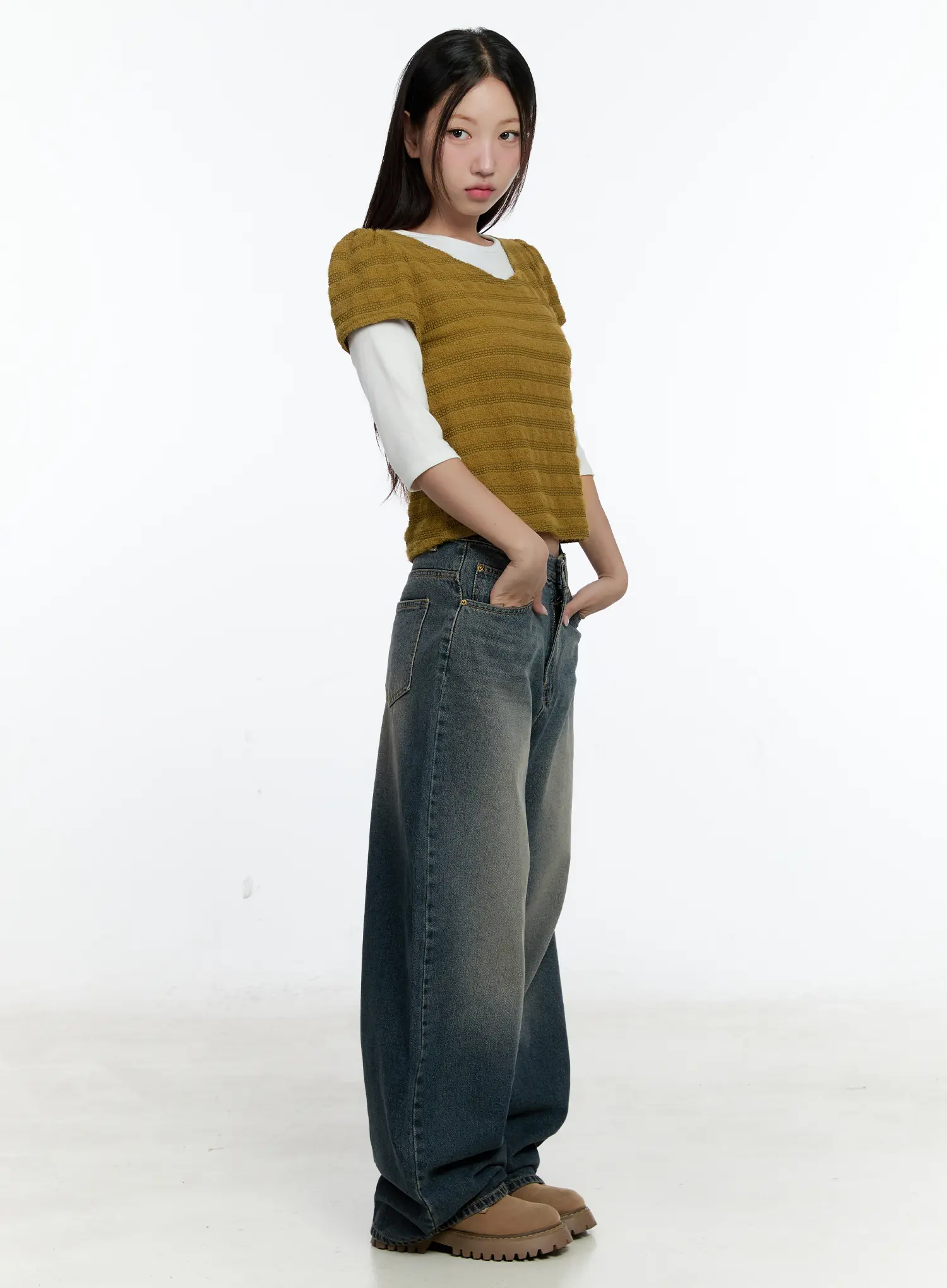 Soft Stripe Puff Sleeve Top CS517 - Image 3
