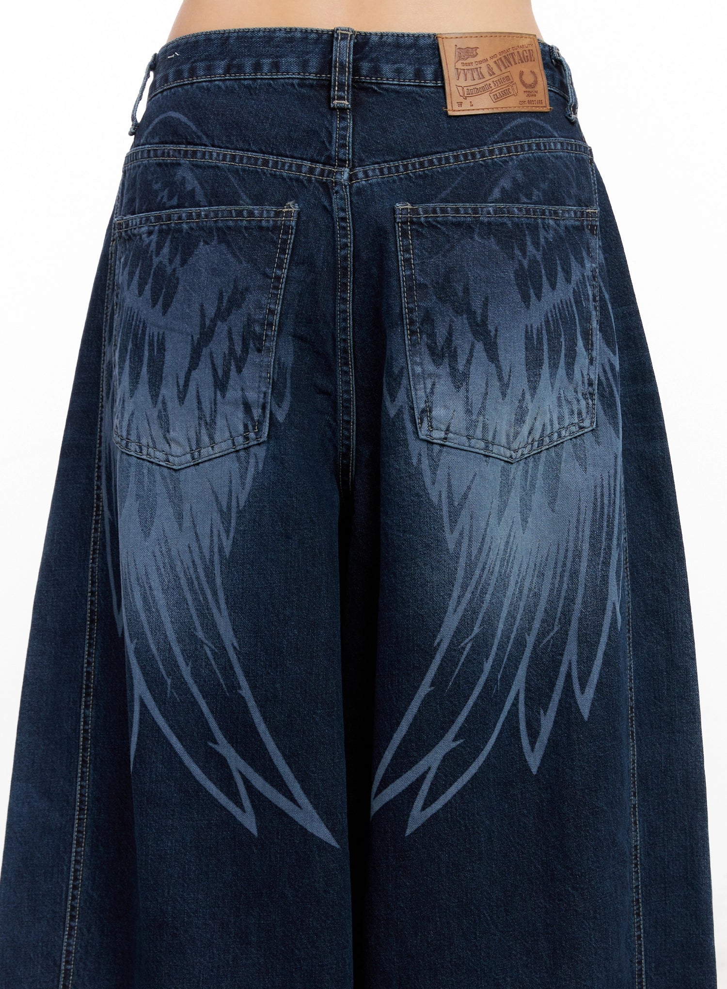 Sohee Angel Wing Print Wide-Leg Jeans IG508 - Image 2