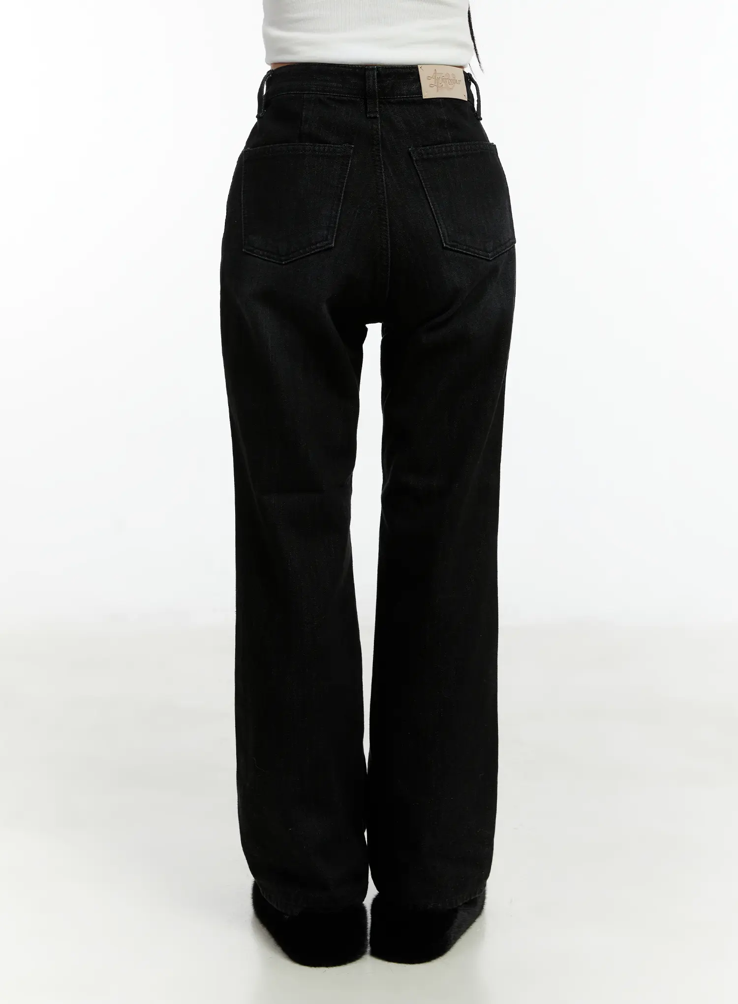 Sole Fleece-Lined Washed High-Waist Bootcut Jeans CD523 - Image 5