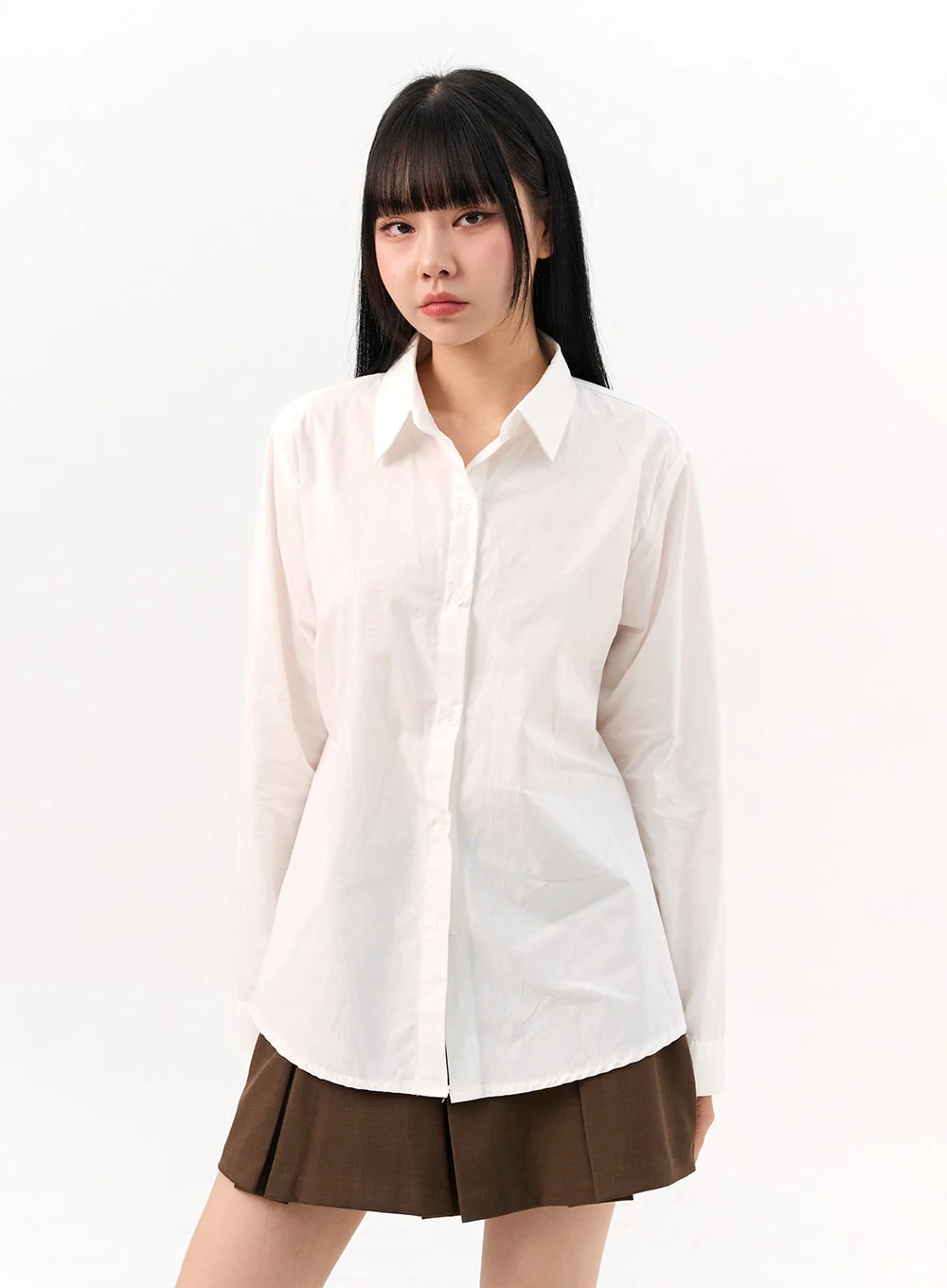Solid Button Down Collar Shirt IO317 - Image 5