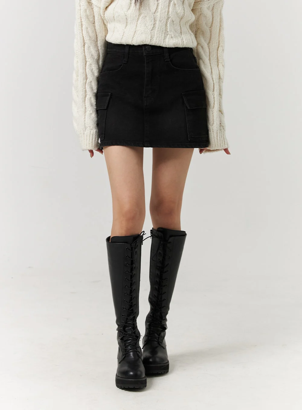 Solid Cargo Mini Skirt CJ405 - Image 4