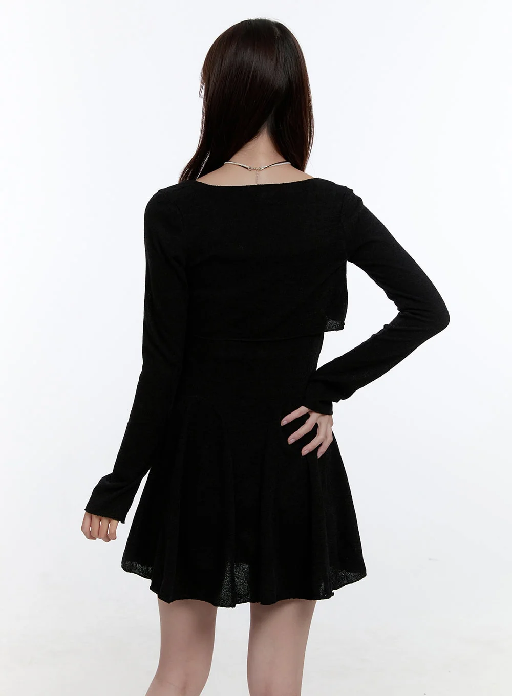 Solid Charm Mini Dress and Cardigan Set OO407 - Image 7